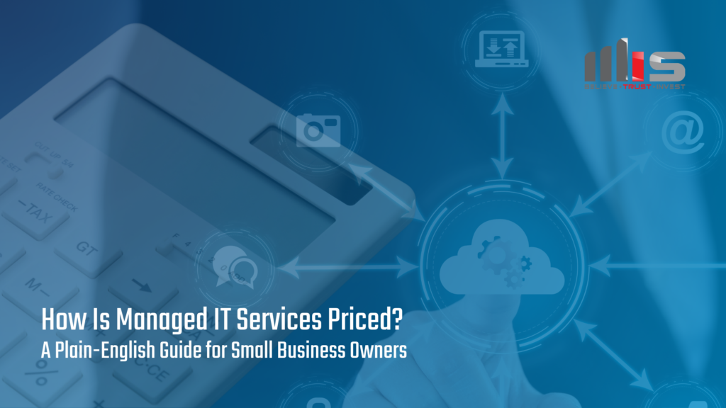 Calculator and connected technology icons illustrating managed IT services pricing for small businesses